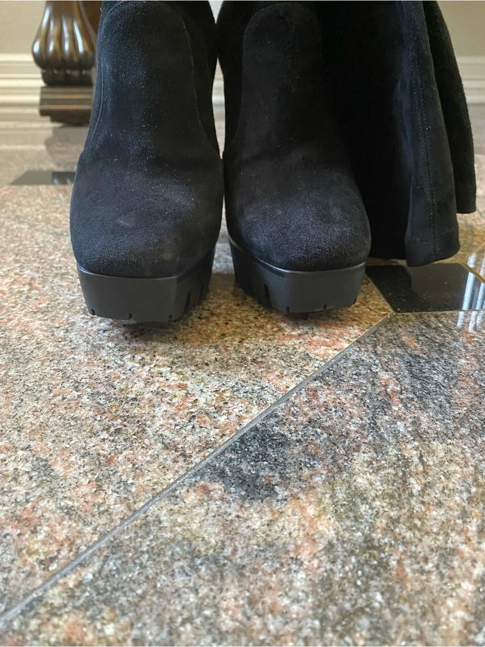 Le Silla Leather Black Over-the-Knee Platform Heel Boots